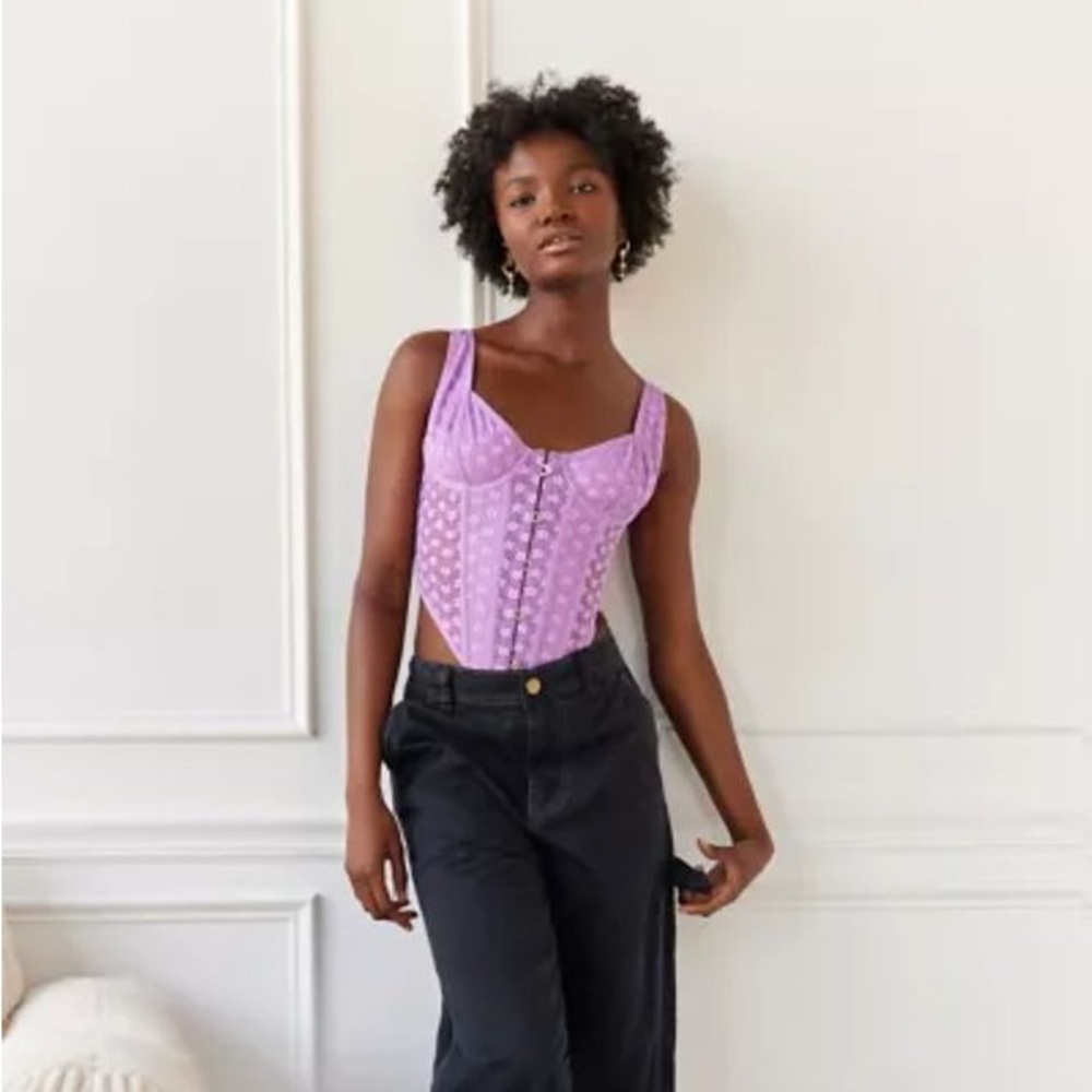 Urban outfitters floral corset top purple